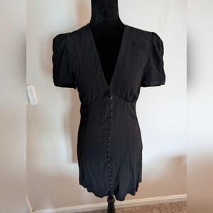 Sunday Best Aritzia Sandrine Mini Dress Black Size 6 Puff Sleeve V-Neck